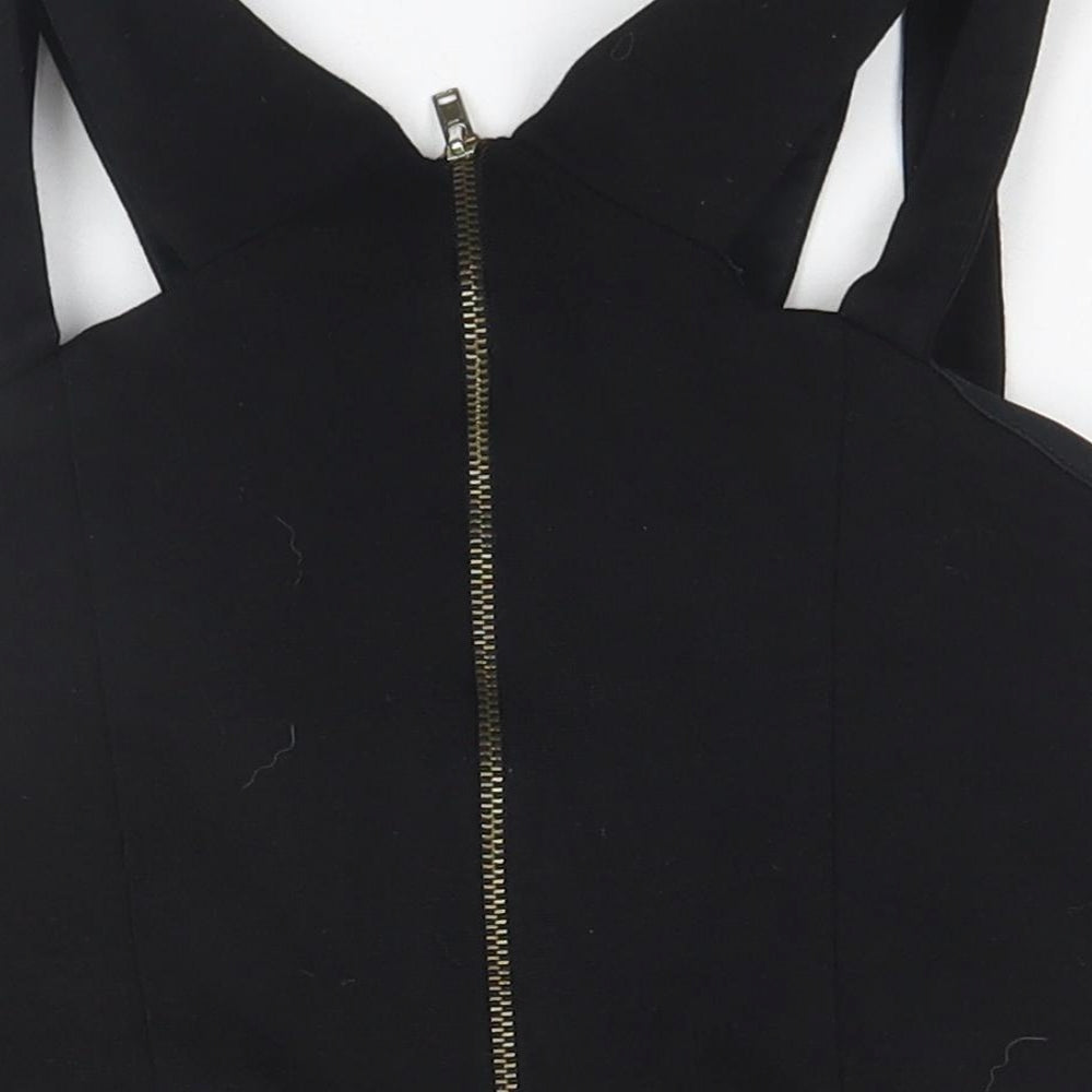 New Look Womens Black  Viscose Basic Tank Size 10 High Neck
