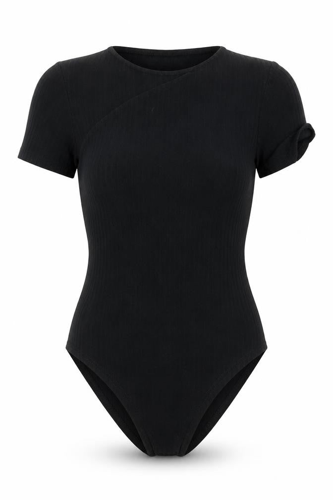 New Look Womens Black Striped Polyester Leotard One-Piece Size 6