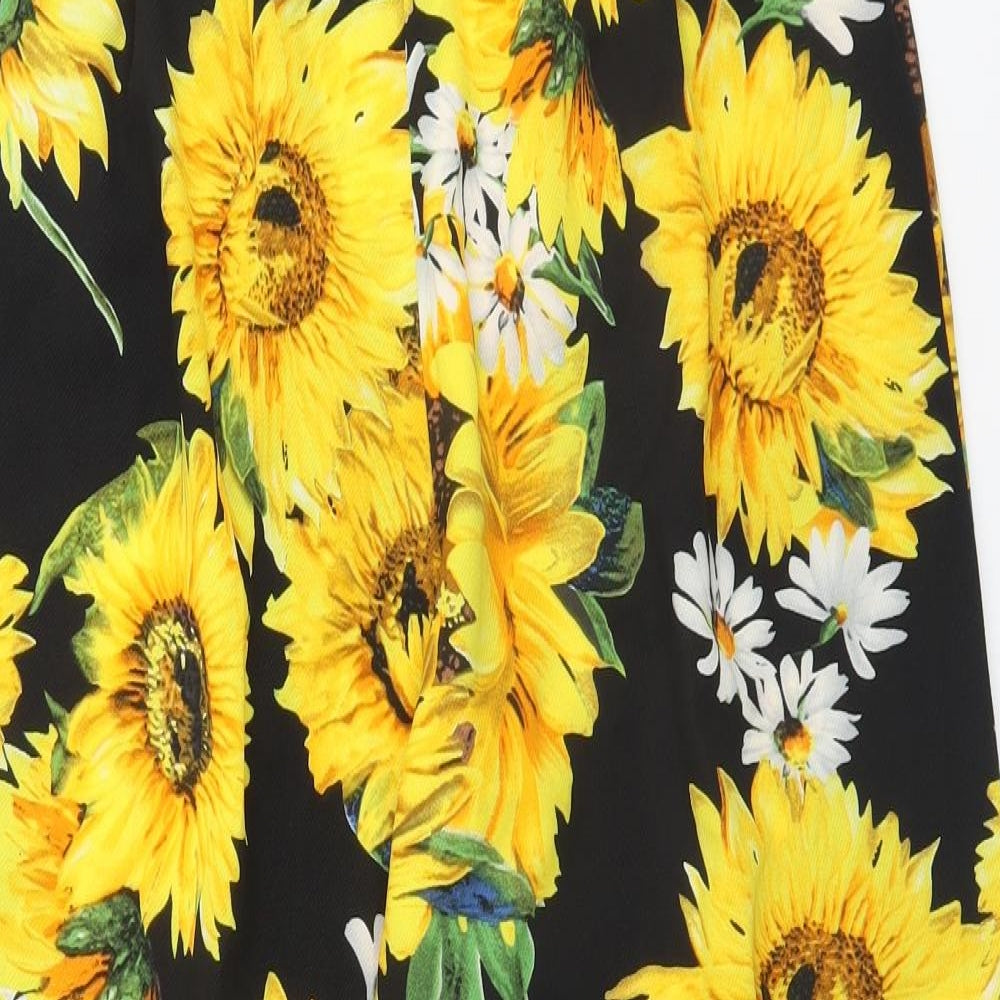 Preworn Womens Black Floral Polyester Trousers  Size S L30 in Regular