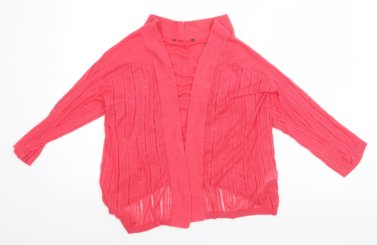 Preworn Womens Pink Round Neck  Cotton Cardigan Jumper Size M