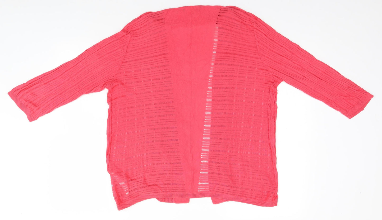 Preworn Womens Pink Round Neck  Cotton Cardigan Jumper Size M