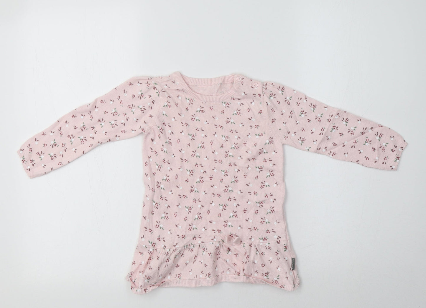 Nutmeg Baby Pink Floral Cotton Pullover Jumper Size 18-24 Months