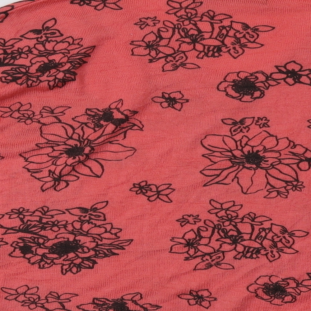 M&S Womens Pink V-Neck Floral Acrylic Pullover Jumper Size M