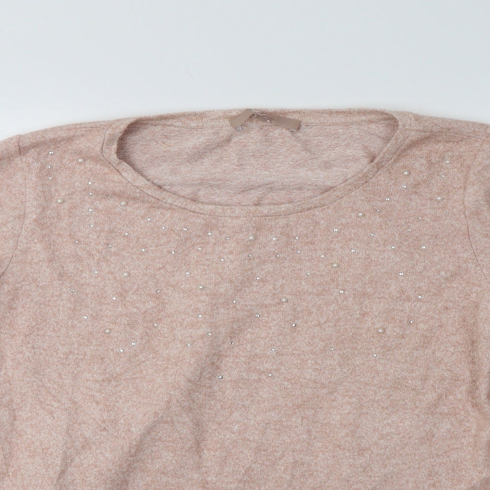 NEXT Womens Pink Crew Neck  Viscose Pullover Jumper Size 10