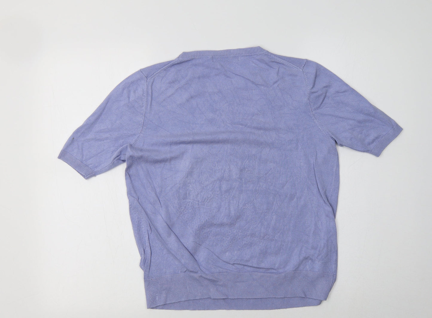 M&S Womens Blue Crew Neck  Viscose Pullover Jumper Size 12