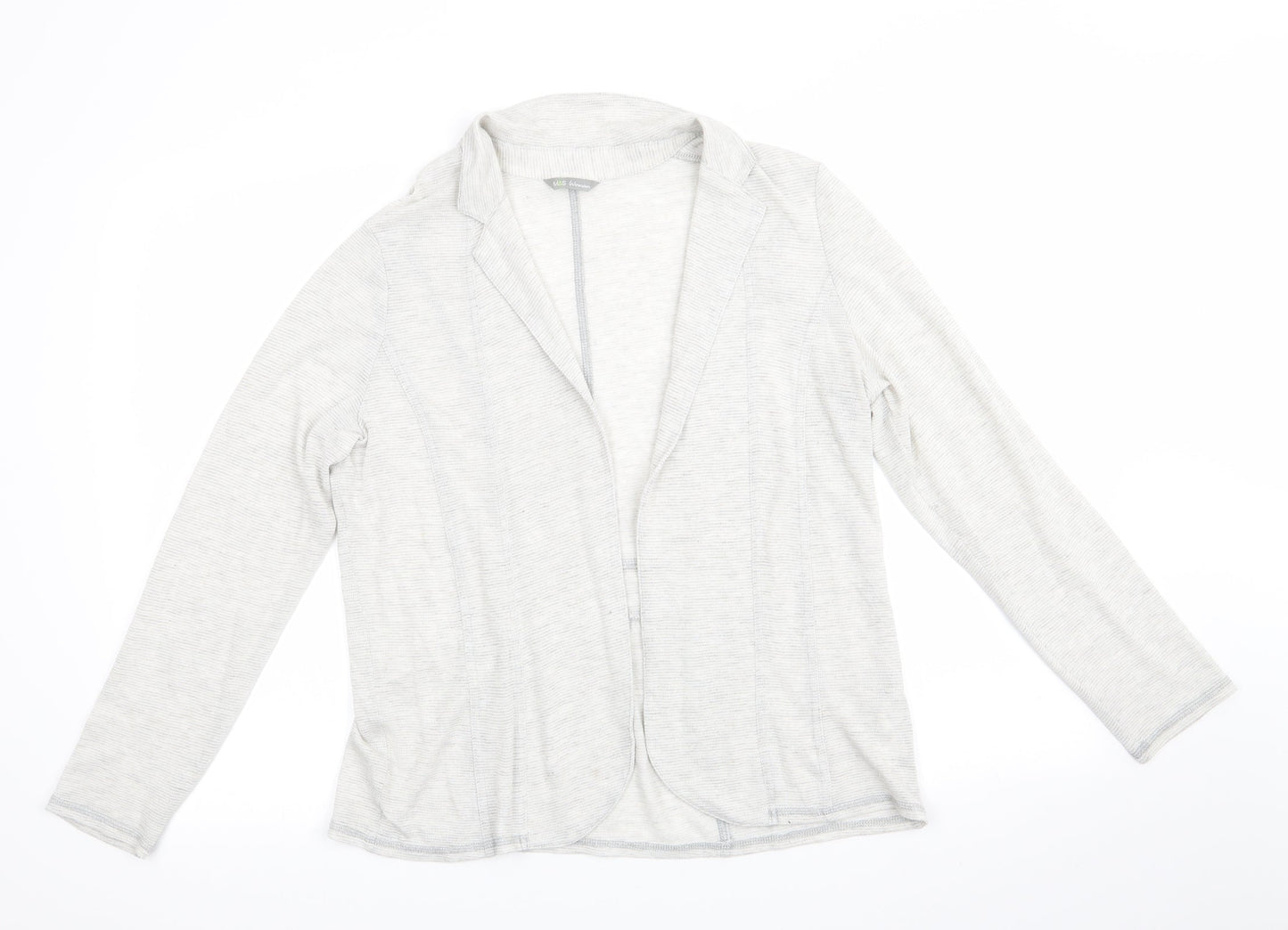 Marks and Spencer Womens Grey Striped  Jacket  Size 14   - Light Grey