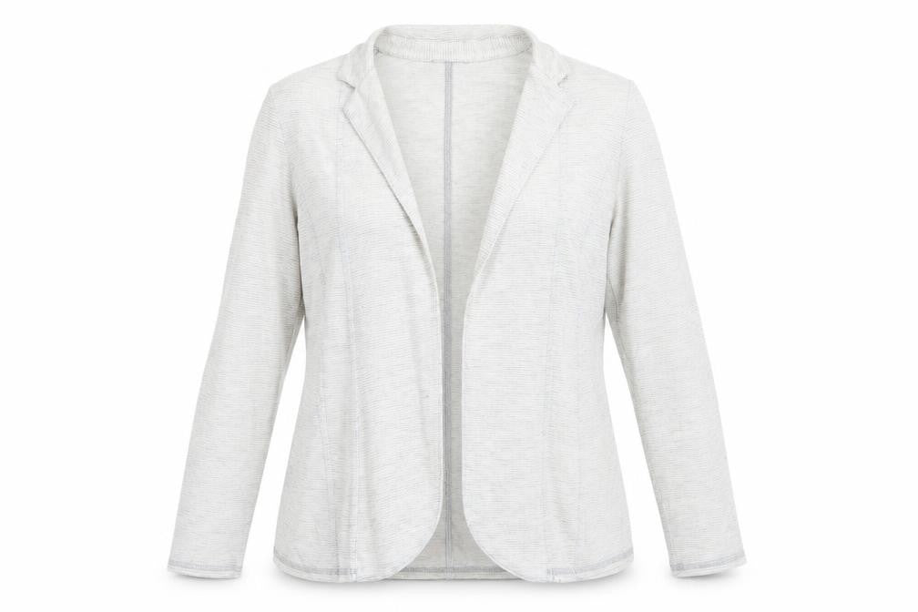 Marks & Spencer Womens Grey Striped  Jacket  Size 14   - Light Grey
