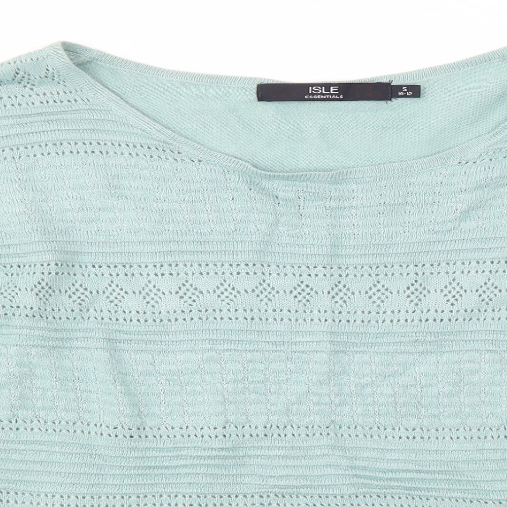 Isle Womens Green Round Neck  Acrylic Pullover Jumper Size S