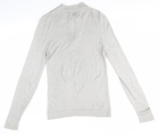 River Island Mens Grey High Neck  Viscose Pullover Jumper Size XS