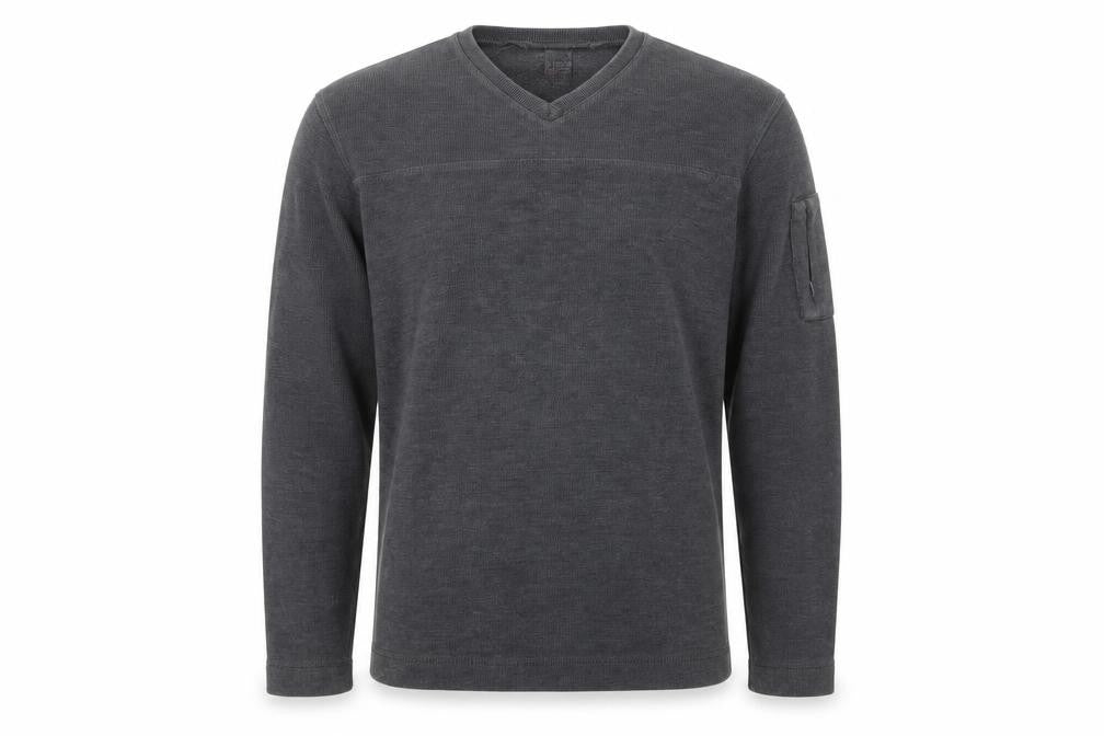 te Mens Grey V-Neck  Polyester Pullover Jumper Size M