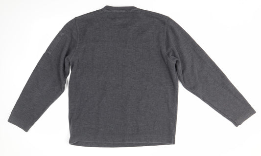 te Mens Grey V-Neck  Polyester Pullover Jumper Size M