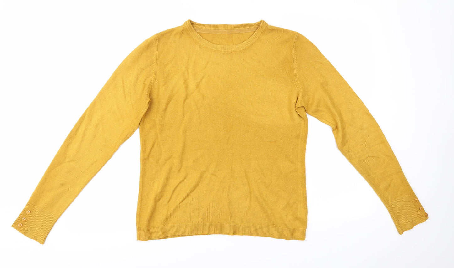 Preworn Womens Yellow Round Neck  Acrylic Pullover Jumper Size M