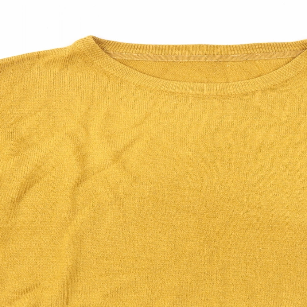 Preworn Womens Yellow Round Neck  Acrylic Pullover Jumper Size M