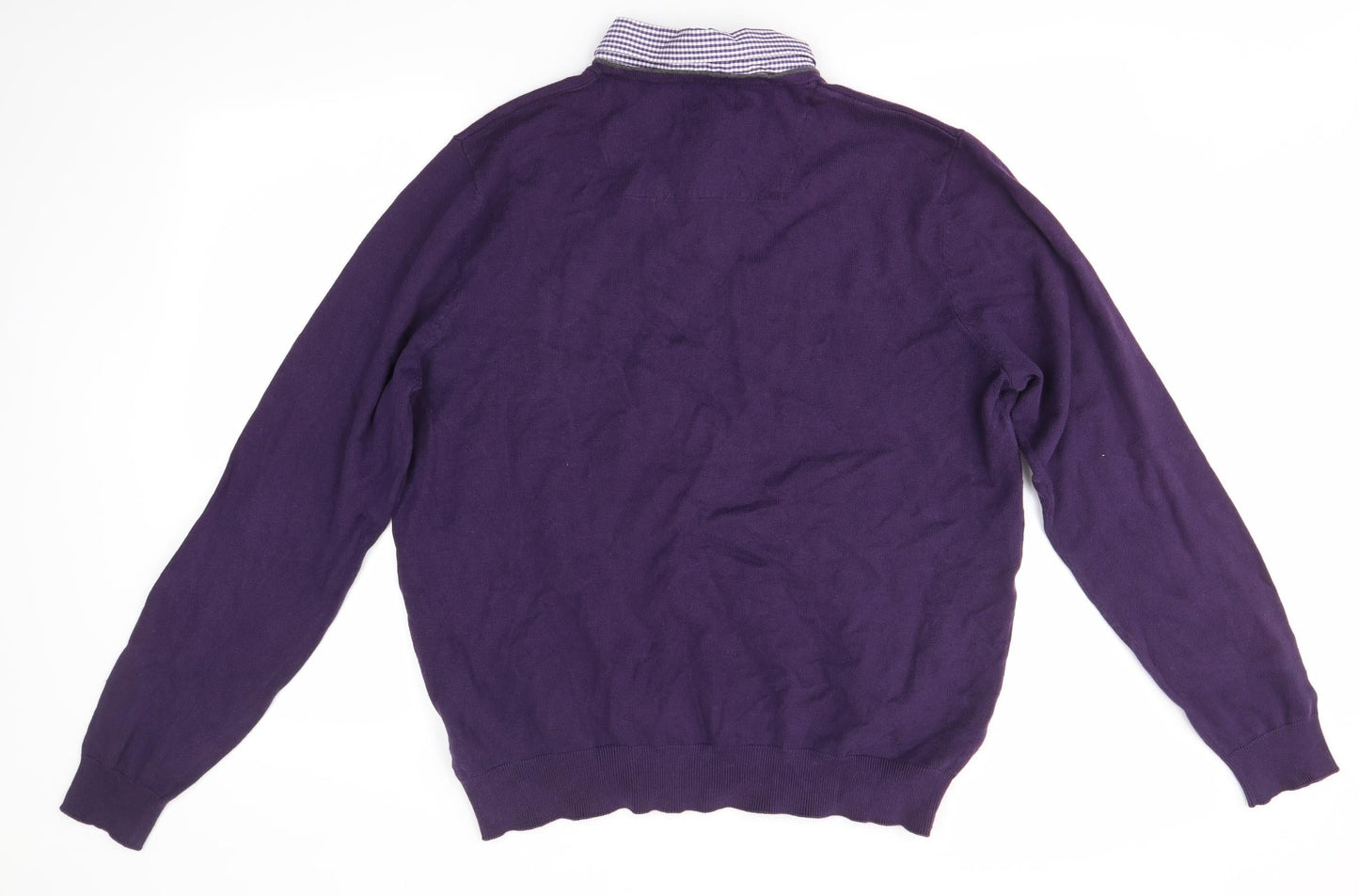 M&S Mens Purple Collared  Acrylic Pullover Jumper Size L