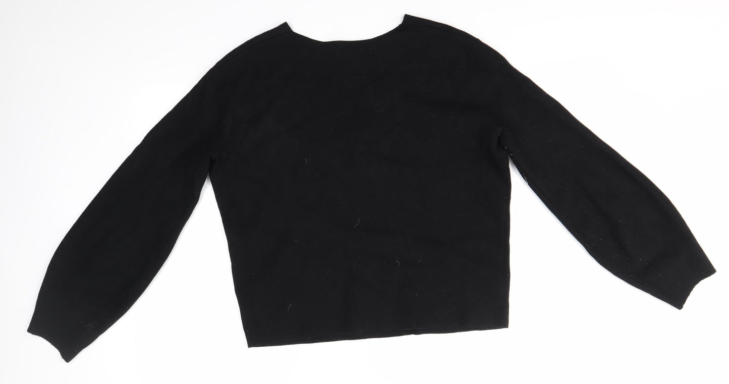 H&M Womens Black V-Neck  Viscose Pullover Jumper Size S