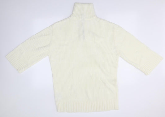 H&M Mens Ivory High Neck  Acrylic Pullover Jumper Size S