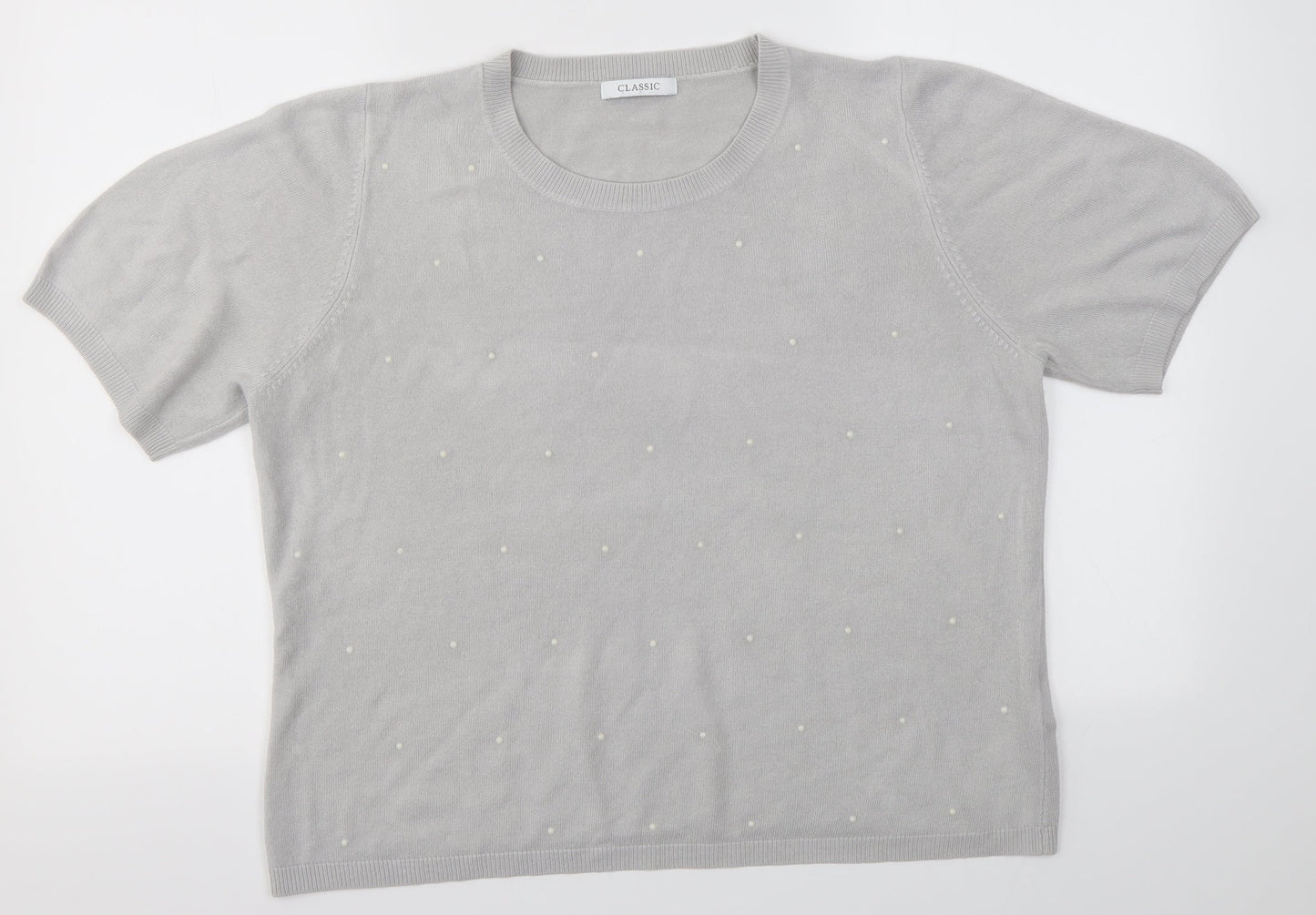 M&S Womens Grey Round Neck  Acrylic Pullover Jumper Size 16
