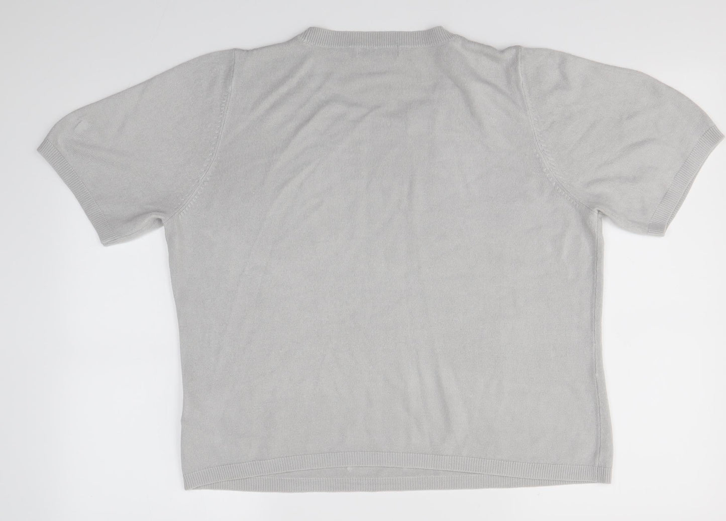 M&S Womens Grey Round Neck  Acrylic Pullover Jumper Size 16