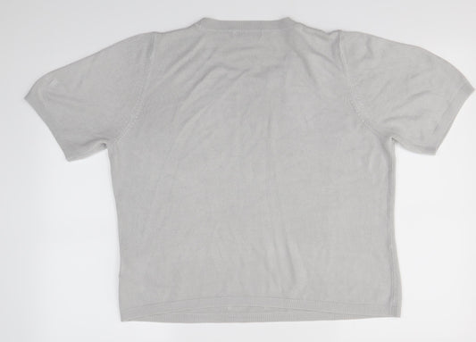 M&S Womens Grey Round Neck  Acrylic Pullover Jumper Size 16