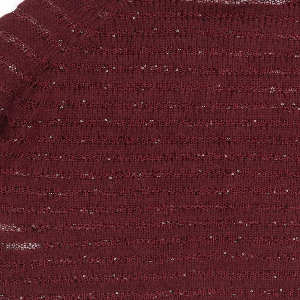 Love knitwear Womens Purple Round Neck  Acrylic Pullover Jumper Size 14