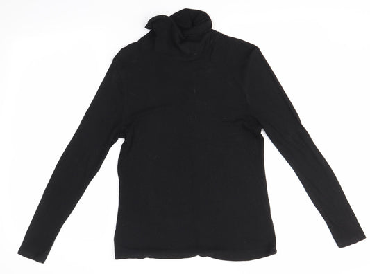 Avenue Womens Black  Viscose Basic Blouse Size 10 Roll Neck