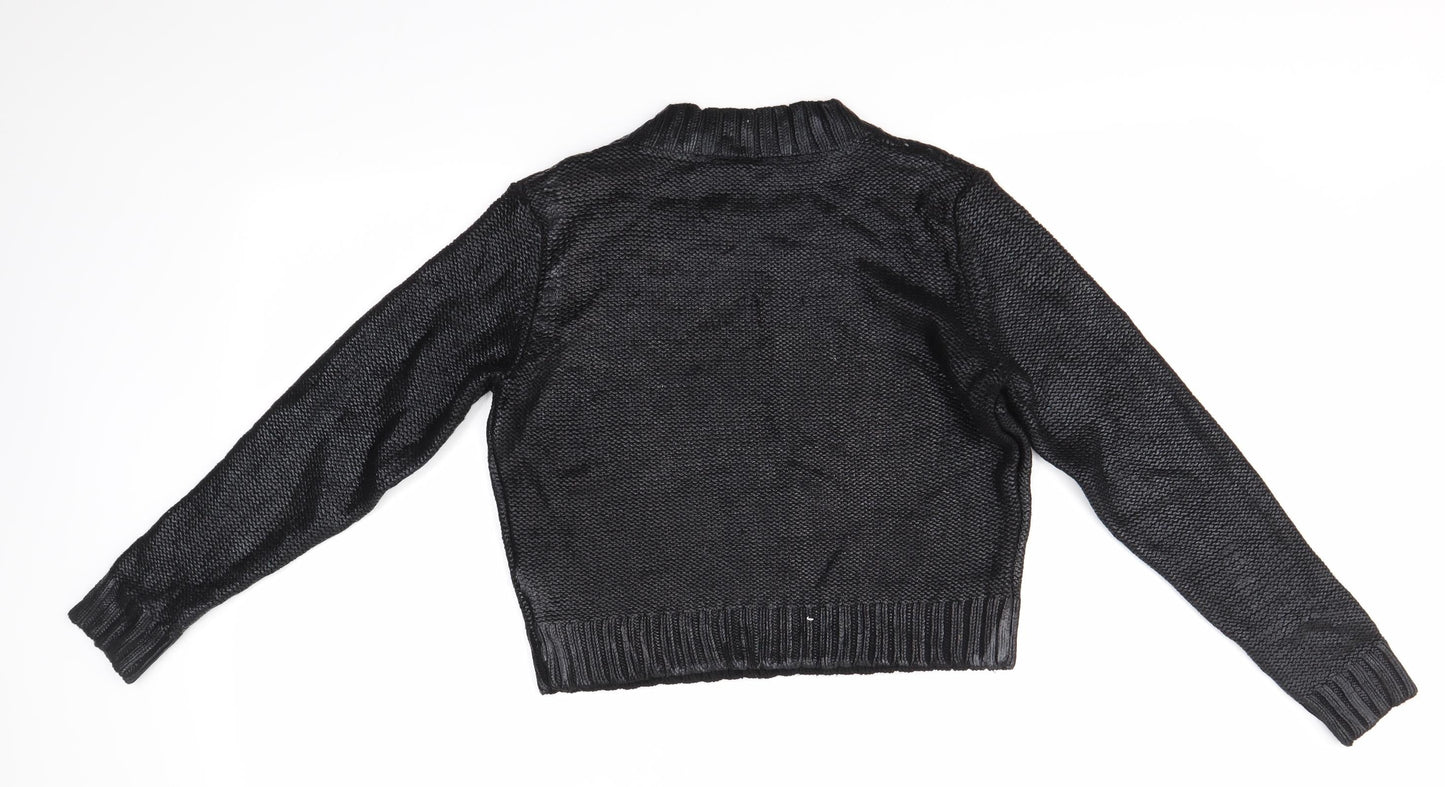 H&M Womens Black High Neck  Cotton Pullover Jumper Size 6