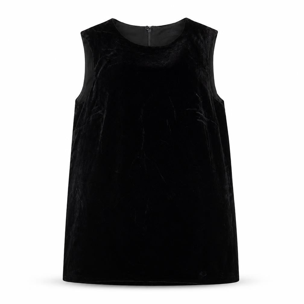 M&S Womens Black  Viscose Basic Blouse Size 12 Scoop Neck