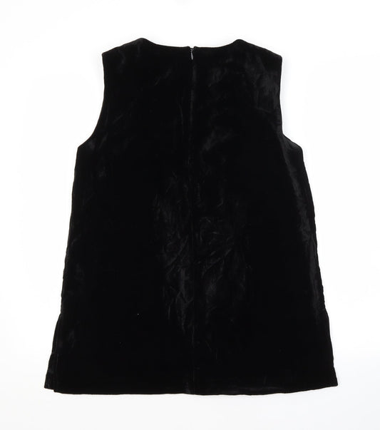 M&S Womens Black  Viscose Basic Blouse Size 12 Scoop Neck