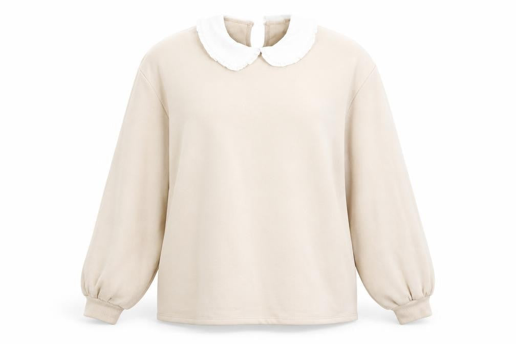 H&M Womens Beige Crew Neck  Cotton Pullover Jumper Size M