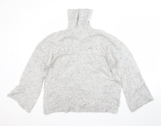 NEXT Womens Grey Roll Neck  Acrylic Pullover Jumper Size 16