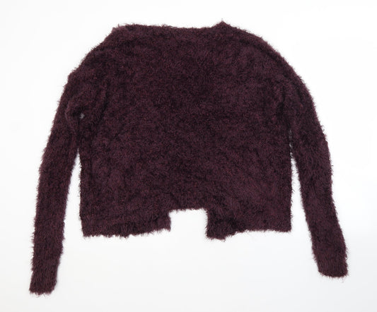 Topshop Womens Purple V-Neck  Nylon Cardigan Jumper Size 10
