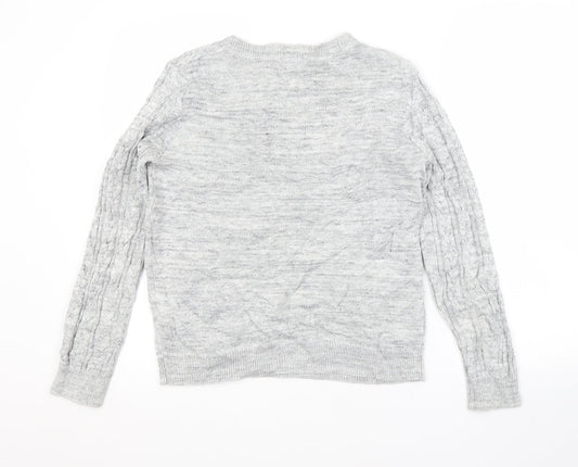 H&M Womens Grey Crew Neck  Acrylic Pullover Jumper Size M