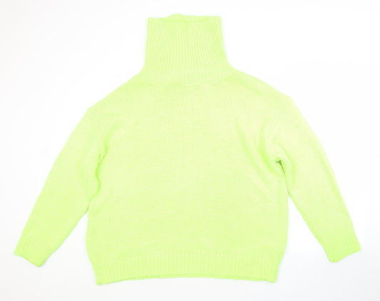 PRETTYLITTLETHING Womens Green Roll Neck  Acrylic Pullover Jumper Size L