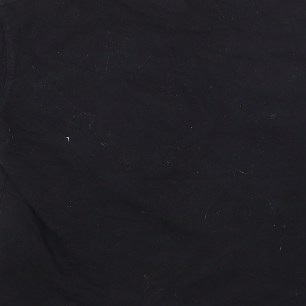 Preworn Womens Black  Cotton Basic T-Shirt Size 12 Crew Neck