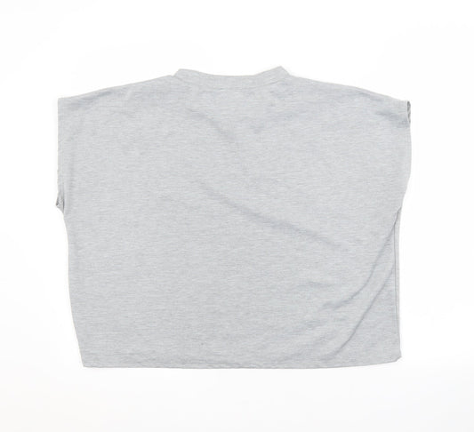 Misspap Womens Grey  Polyester Basic Blouse Size M Crew Neck