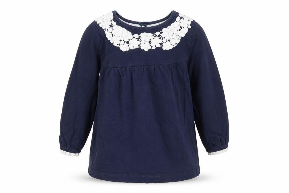 Crafted Girls Blue  Cotton T-Shirt Dress  Size 12-18 Months Round Neck