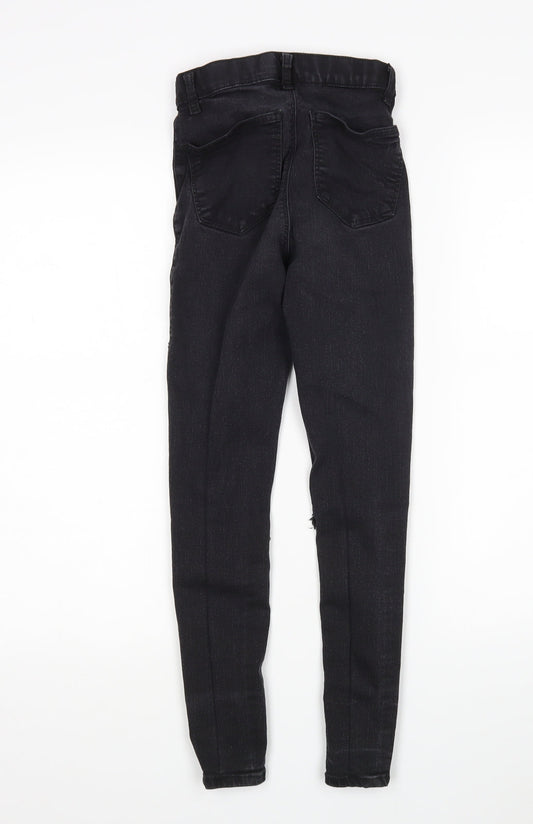 Topshop Womens Black  Cotton Skinny Jeans Size 25 in L28 in Regular