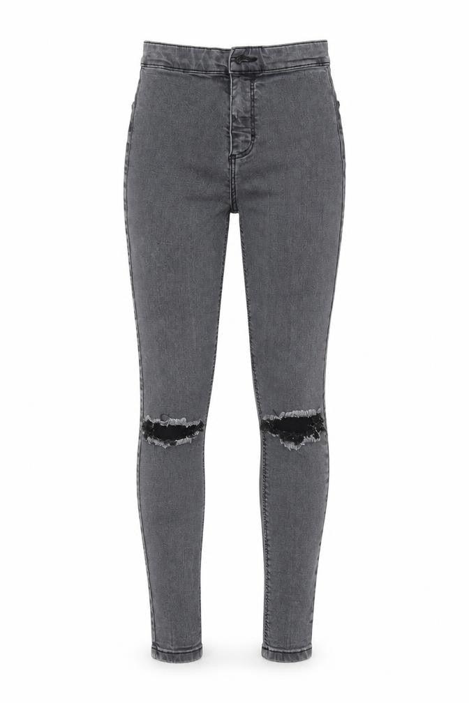 Topshop Womens Grey  Cotton Skinny Jeans Size 24 in L28 in Regular