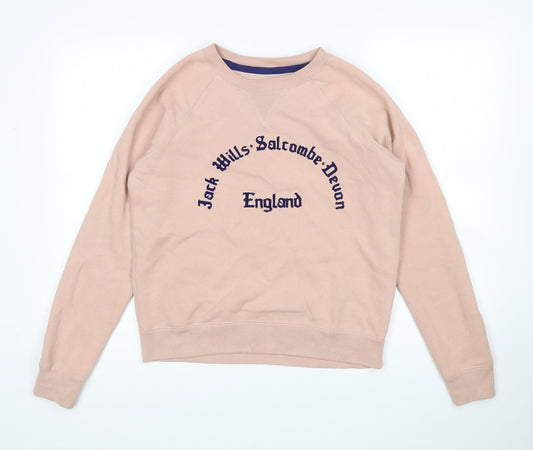 Jack Wills Womens Pink  Cotton Pullover Sweatshirt Size 6