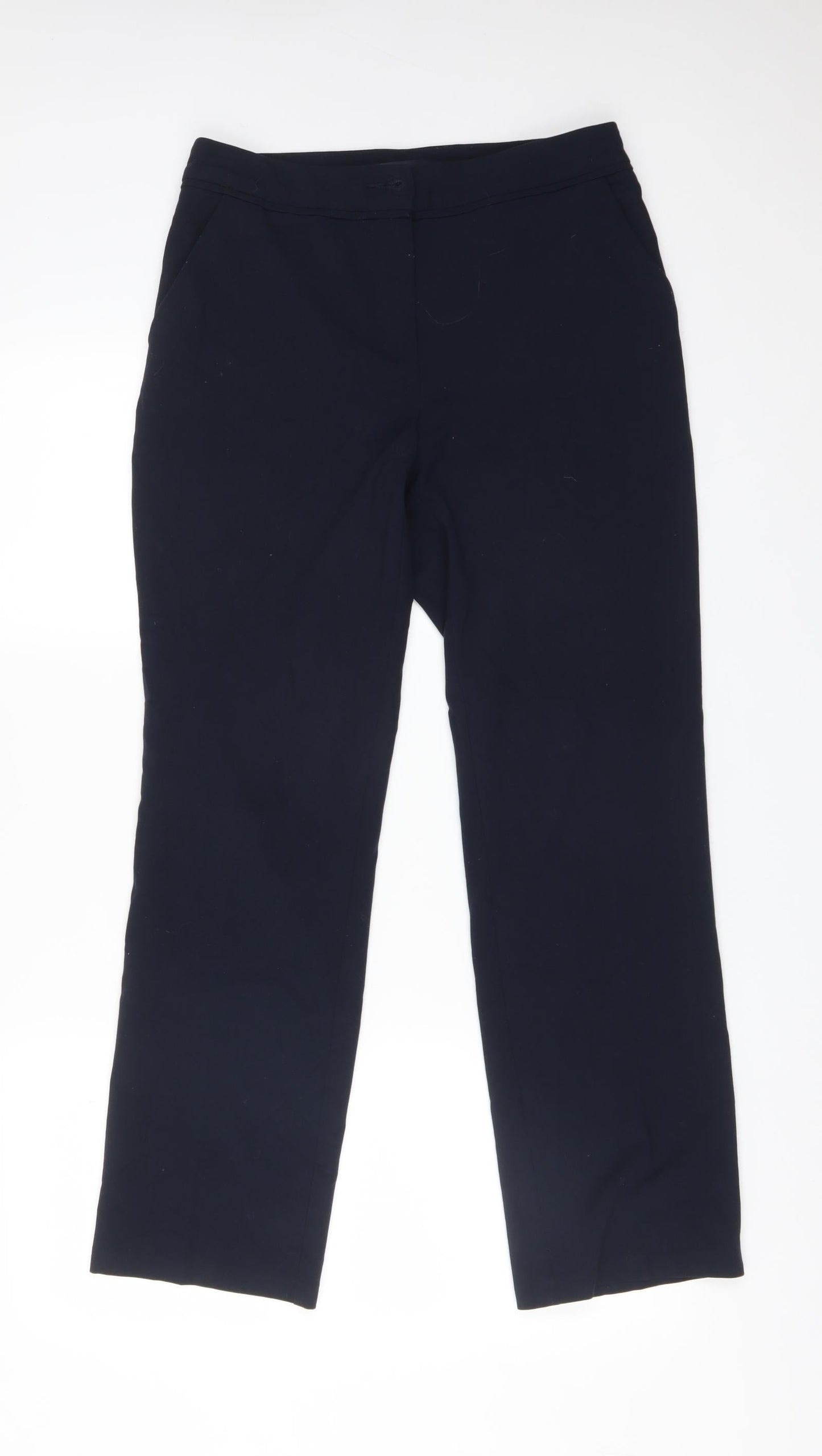 M&S Womens Blue  Polyester Dress Pants Trousers Size 10 L28 in Regular