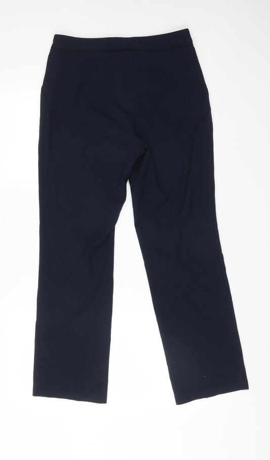M&S Womens Blue  Polyester Dress Pants Trousers Size 10 L28 in Regular