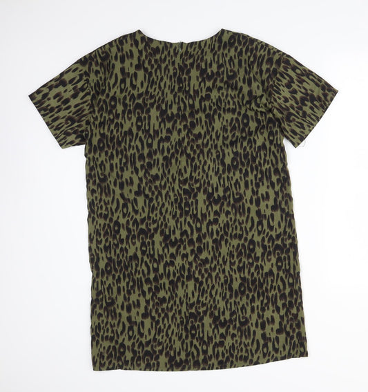 Boohoo Womens Multicoloured Animal Print Polyester Basic T-Shirt Size 10 Round Neck