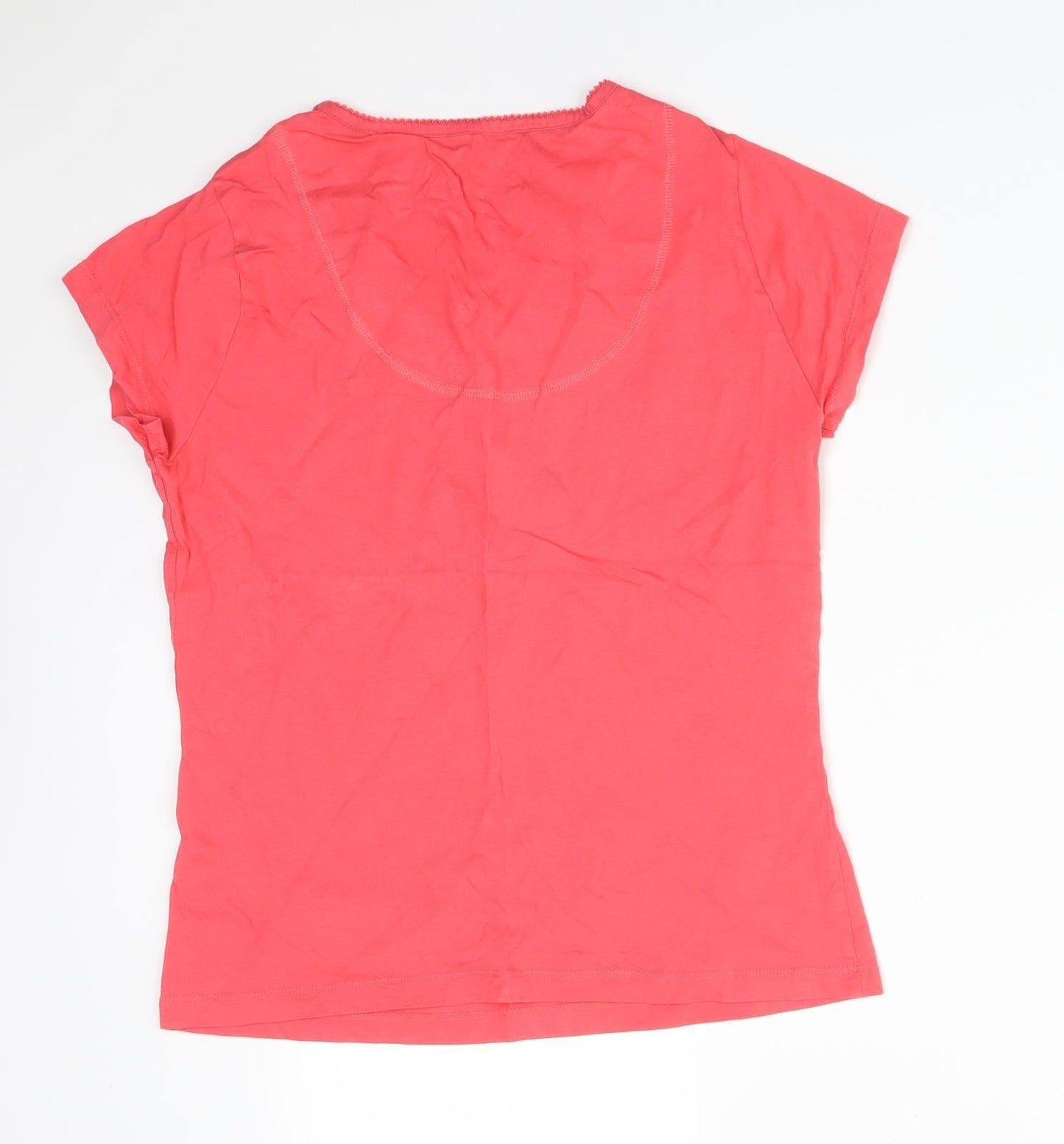 M&S Womens Pink  Cotton Basic T-Shirt Size 10 Round Neck