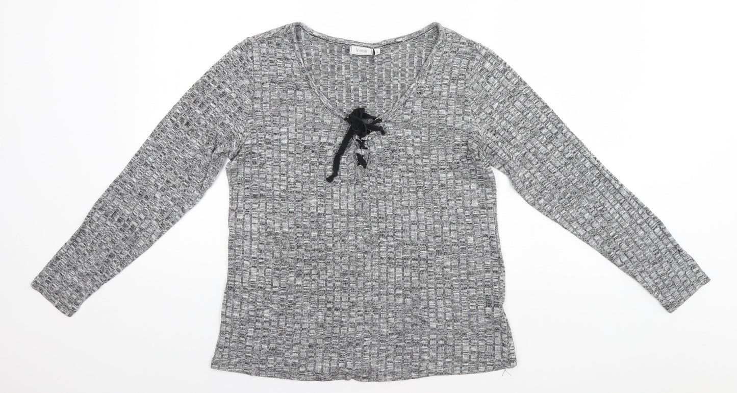 fransa Womens Silver Round Neck   Pullover Jumper Size L