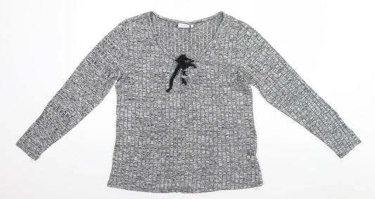 fransa Womens Silver Round Neck   Pullover Jumper Size L