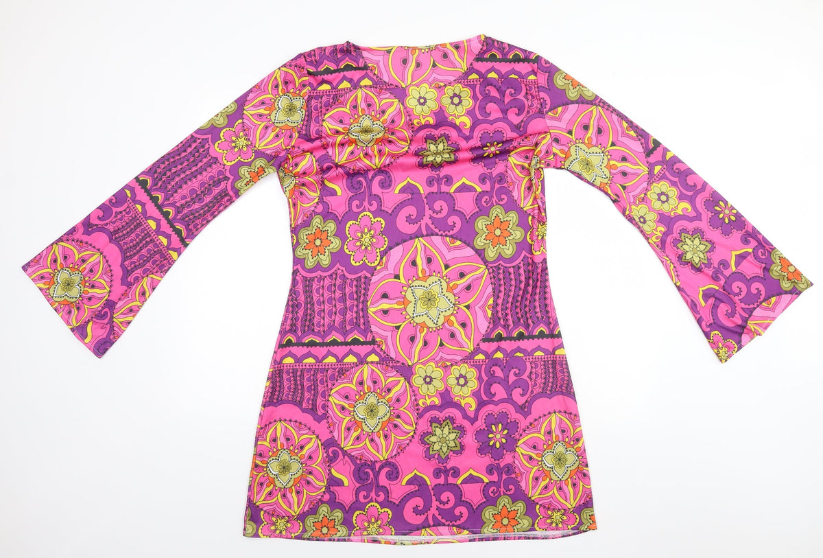 Smiffys Womens Pink Geometric Polyester A-Line  Size L V-Neck