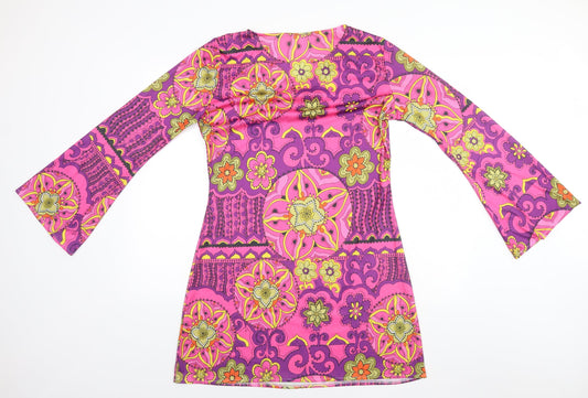 Smiffys Womens Pink Geometric Polyester A-Line  Size L V-Neck