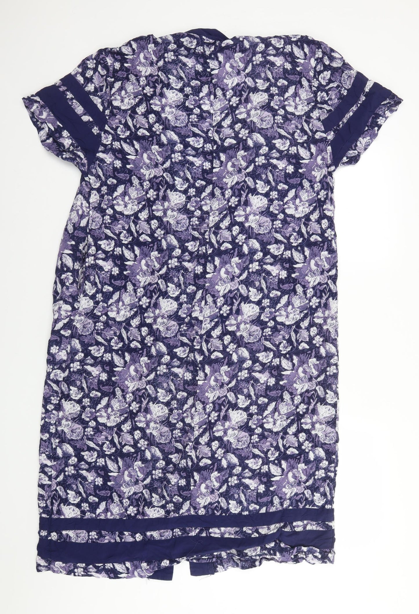 Select Womens Blue High Neck Floral Cotton Cardigan Jumper Size 12