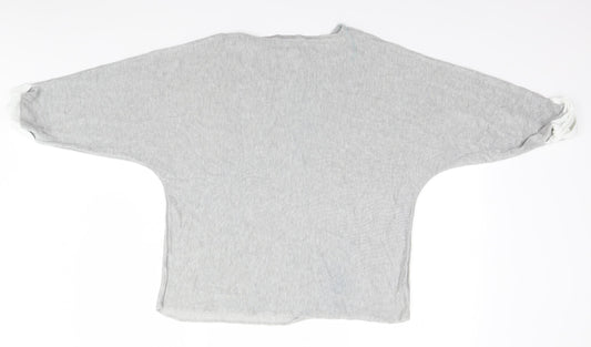 Cotton Traders Womens Grey Round Neck  Viscose Pullover Jumper Size 16