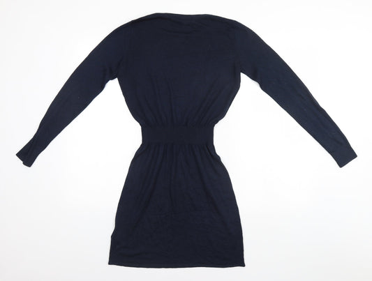H&M Womens Blue  Polyester Fit & Flare  Size 6 Round Neck